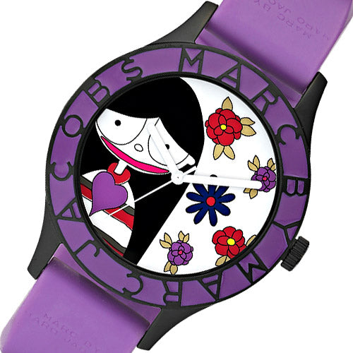 Marc Jacobs Marc White Dial Purple Silicone Strap Watch for Women - MBM5514