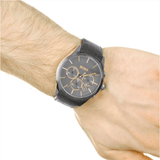 Hugo Boss Onyx Grey Dial Black Leather Strap Watch for Men - 1513366