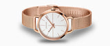 Calvin Klein Even White Dial Rose Gold Mesh Bracelet Watch for Women - K7B23626