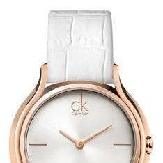 Calvin Klein Skirt White Dial White Leather Strap Watch for Women - K2U236K6