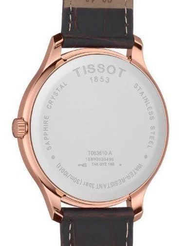 Tissot T Classic Tradition Blue Dial Brown Leather Strap Watch For Men - T063.610.36.047.00