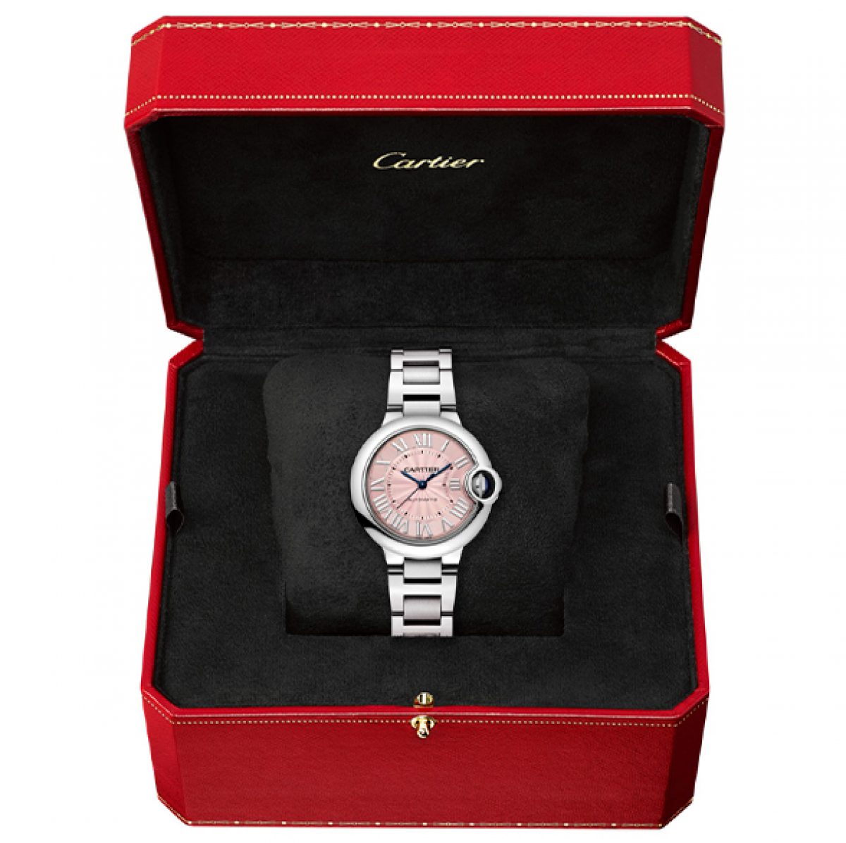 Cartier Ballon Bleu de Cartier Pink Dial Silver Steel Strap Watch for Women - WSBB0046