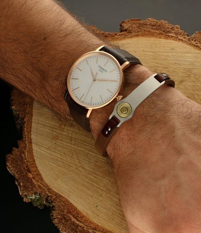 Tissot Everytime Gent Silver Dial Brown Leather Strap Watch for Men - T143.410.36.011.00