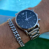 Emporio Armani Luigi Black Dial Silver Steel Strap Watch For Men - AR1894