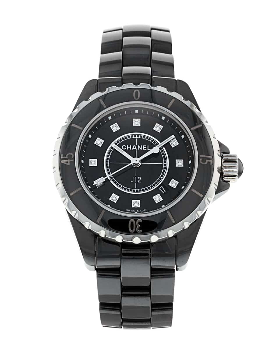 Chanel J12 Quartz Diamonds Black Dial Black Steel Strap Watch for Women - J12 H1625