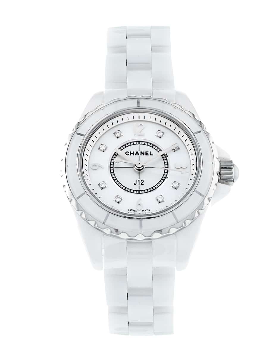 Chanel J12 Diamonds Quartz Mother of Pearl White Dial White Steel Strap Watch for Women - J12 H2570