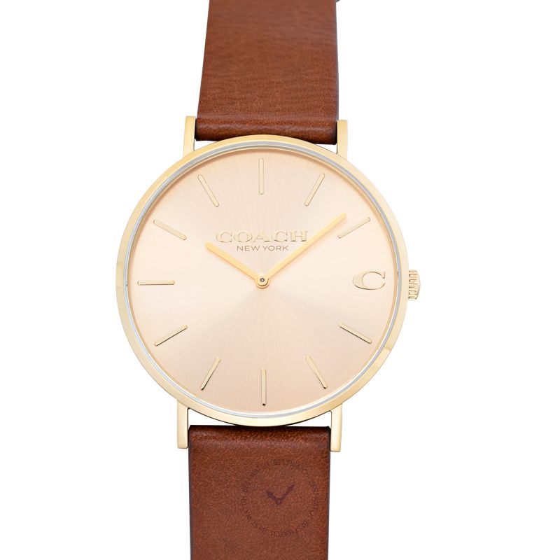 Coach Charles Gold Dial Brown Leather Strap Watch for Women - 14602433