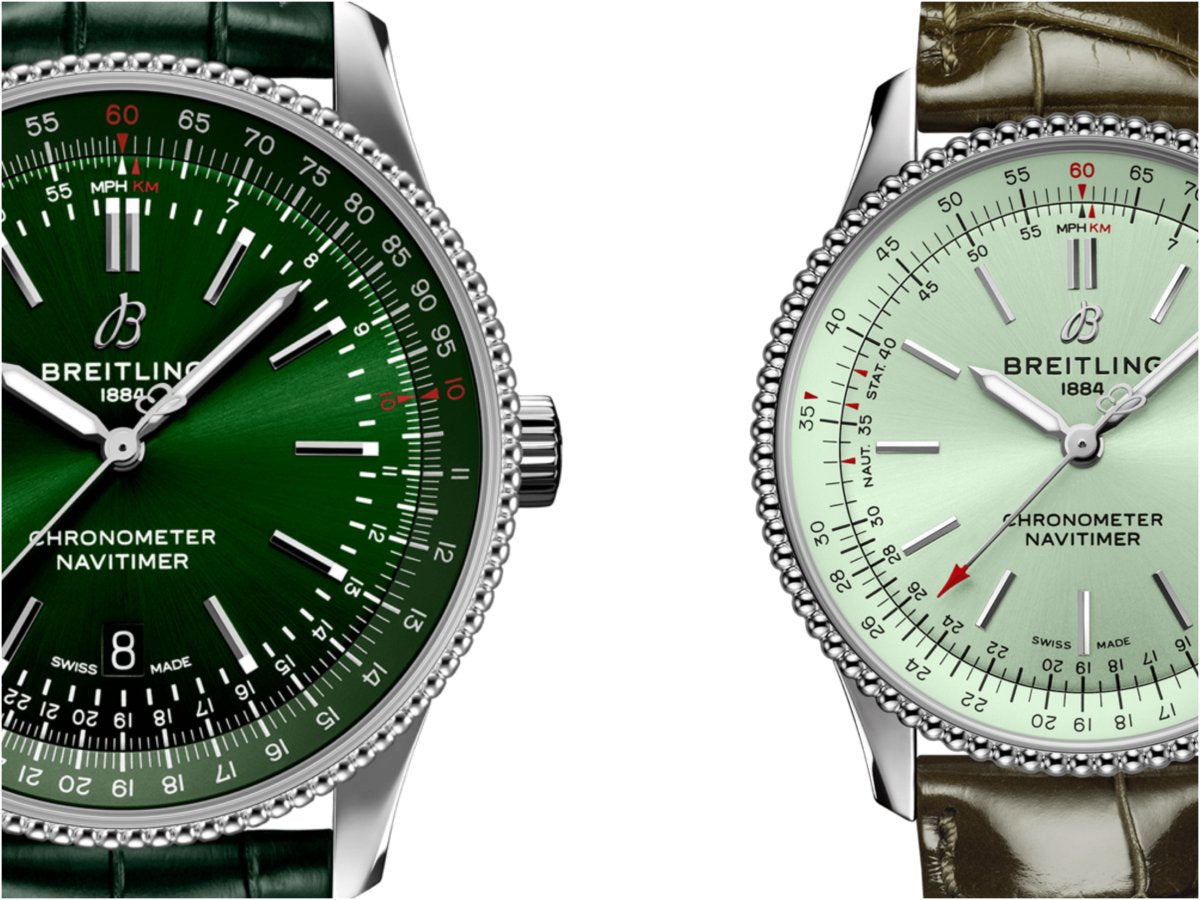 Breitling Navitimer Automatic 35 Green Dial Green Leather Strap Watch for Women - A17395361L1P1