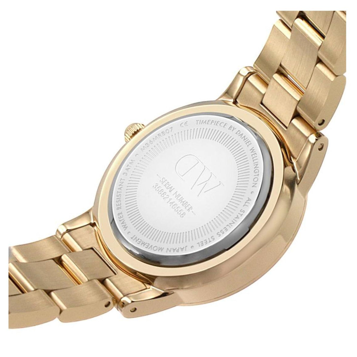 Daniel Wellington Iconic Link Black Dial Rose Gold Steel Strap Watch for Women - DW00100210