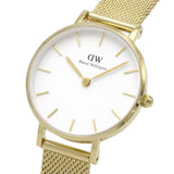 Daniel Wellington Classic Petite Evergold White Dial Gold Mesh Bracelet Watch For Women - DW00100350