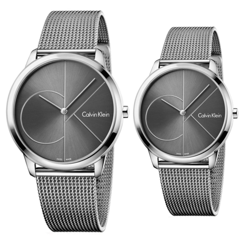 Calvin Klein Minimal Black Dial Silver Mesh Bracelet Watch for Women - K3M22123