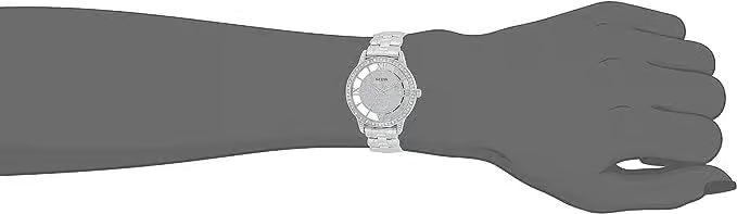 Guess Ethereal Diamonds Silver Dial Silver Steel Strap Watch for Women - W1013L1