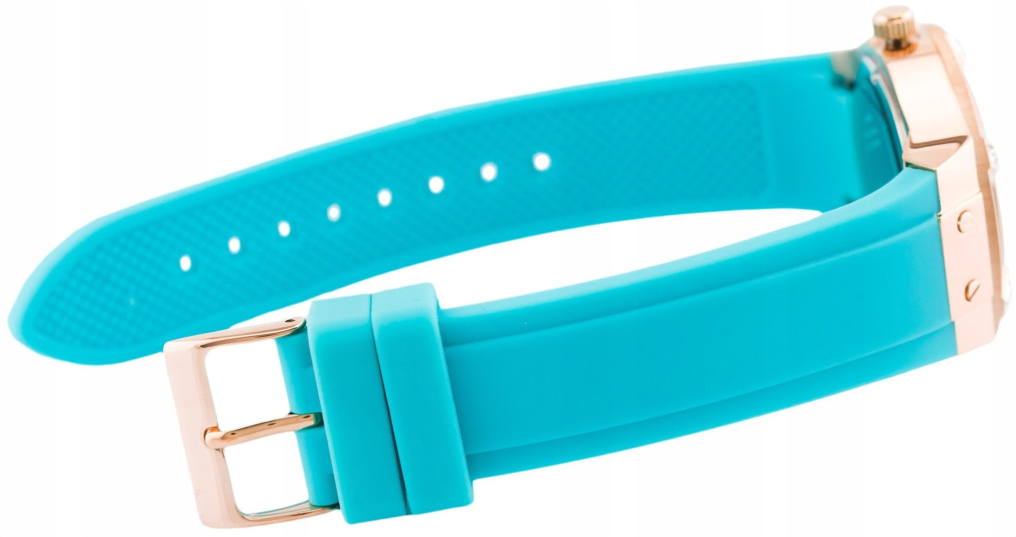 Guess Jet Setter White Dial Turquoise Silicone Strap Watch For Women - W0564L3