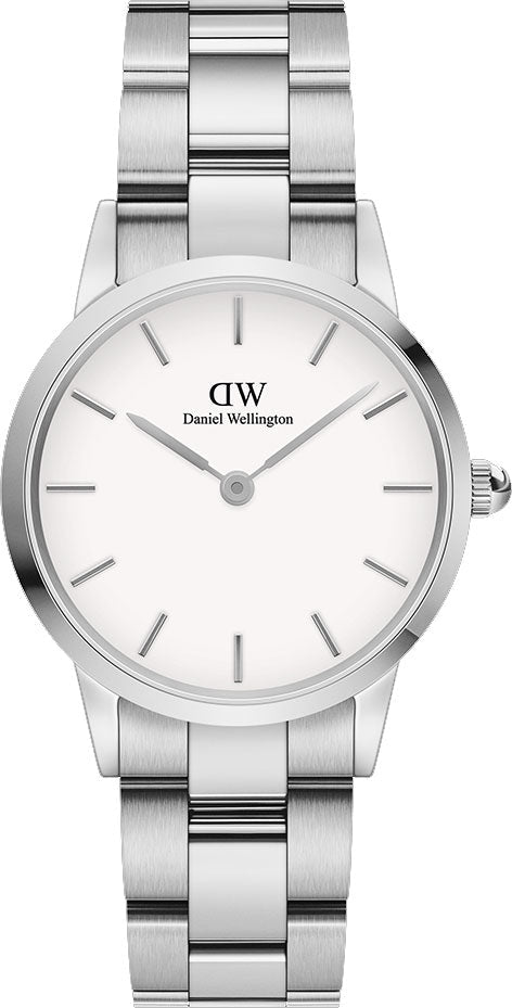 Daniel Wellington Iconic Link White Dial Silver Steel Strap Watch For Women - DW00100207