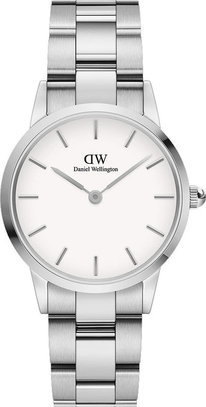 Daniel Wellington Iconic Link White Dial Silver Steel Strap Watch For Women - DW00100207
