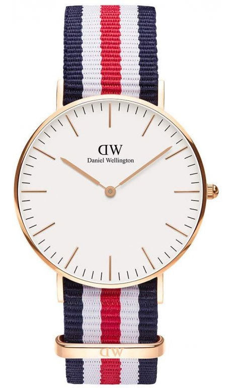 Daniel Wellington Classic Canterbury White Dial Two Tone NATO Strap Watch For Women - DW00100030