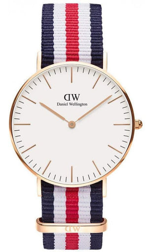 Daniel Wellington Classic Canterbury White Dial Two Tone NATO Strap Watch For Women - DW00100030