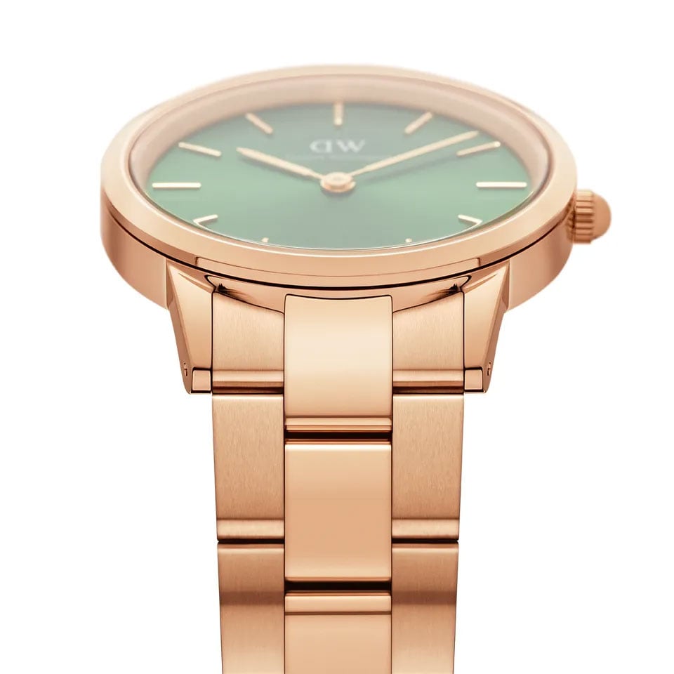 Daniel Wellington Iconic Link Emerald Green Dial Rose Gold Steel Strap Watch For Women - DW00100421