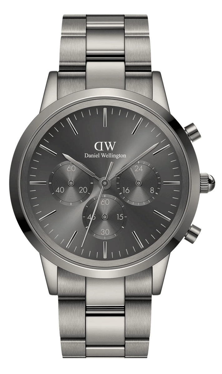 Daniel Wellington Iconic Link Chronograph Grey Dial Grey Steel Strap Watch for Men - DW00100643
