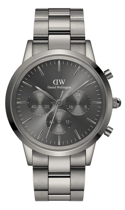 Daniel Wellington Iconic Link Chronograph Grey Dial Grey Steel Strap Watch for Men - DW00100643