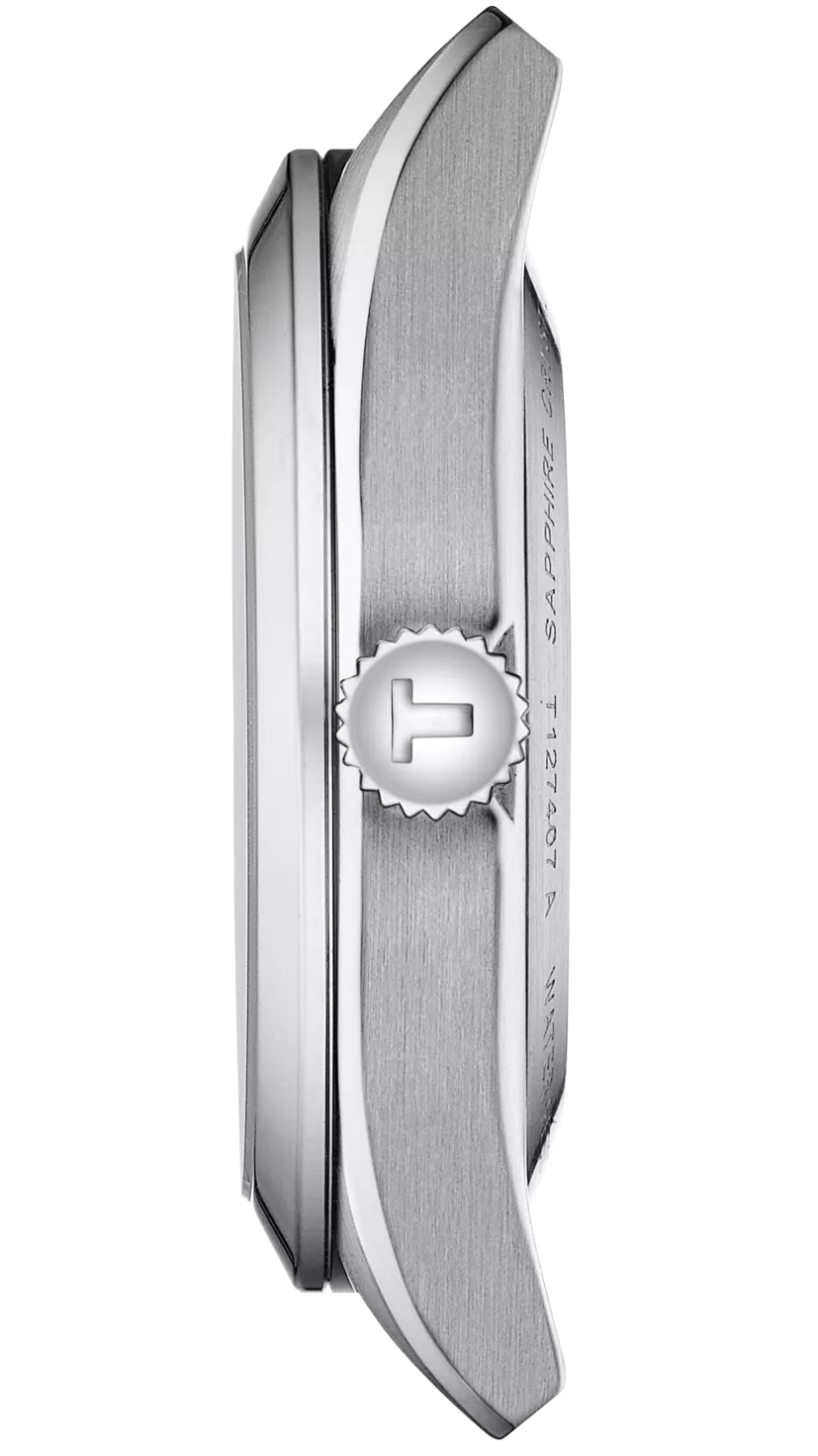 Tissot Gentleman Powermatic 80 Silicium Ice Blue Silver Steel Strap Watch For Men - T127.407.11.351.00