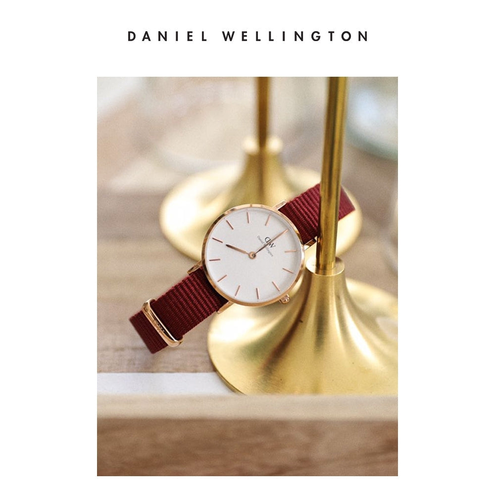 Daniel Wellington Petite Roselyn White Dial Red Nylon Strap Watch For Women - DW00100291