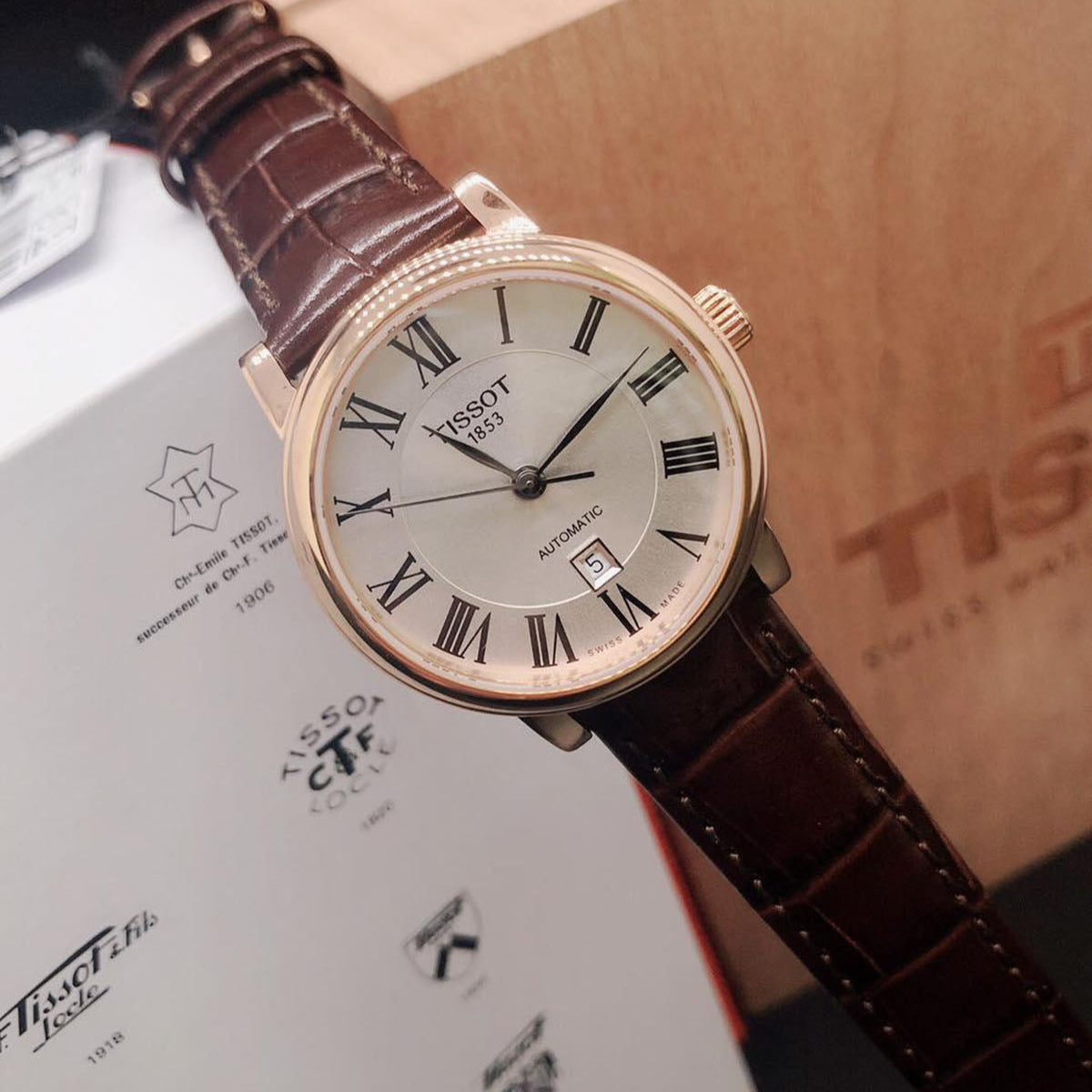 Tissot T Classic Carson Premium White Dial Brown Leather Strap Watch for Women - T122.207.36.033.00