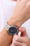 Hugo Boss One Chronograph Blue Dial Silver Steel Strap Watch For Men - 1513999