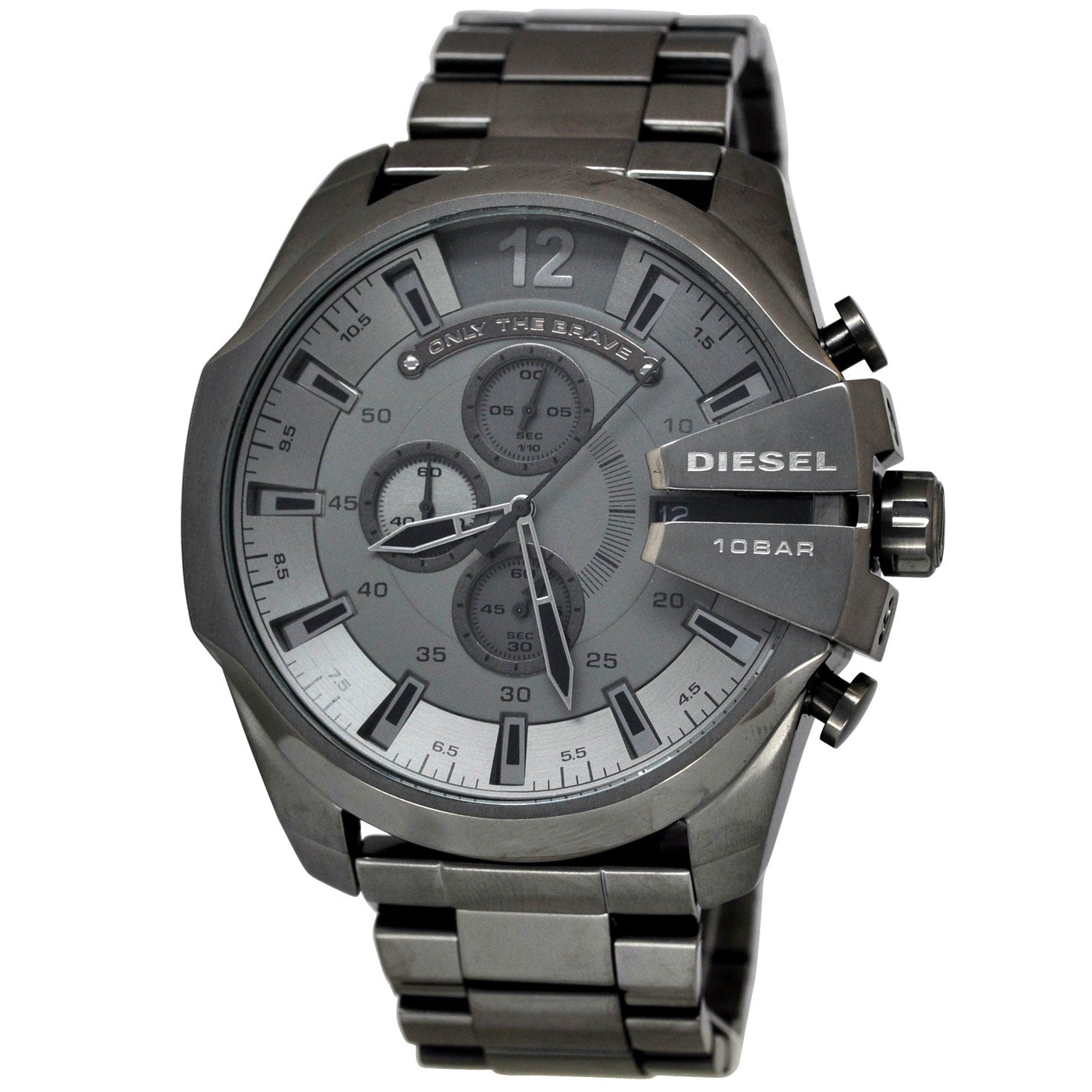 Diesel Mega Chief Chronograph Grey Dial Grey Steel Strap Watch for Men - DZ4282
