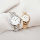 Daniel Wellington Iconic Link White Dial Silver Steel Strap Watch for Women - DW00100203