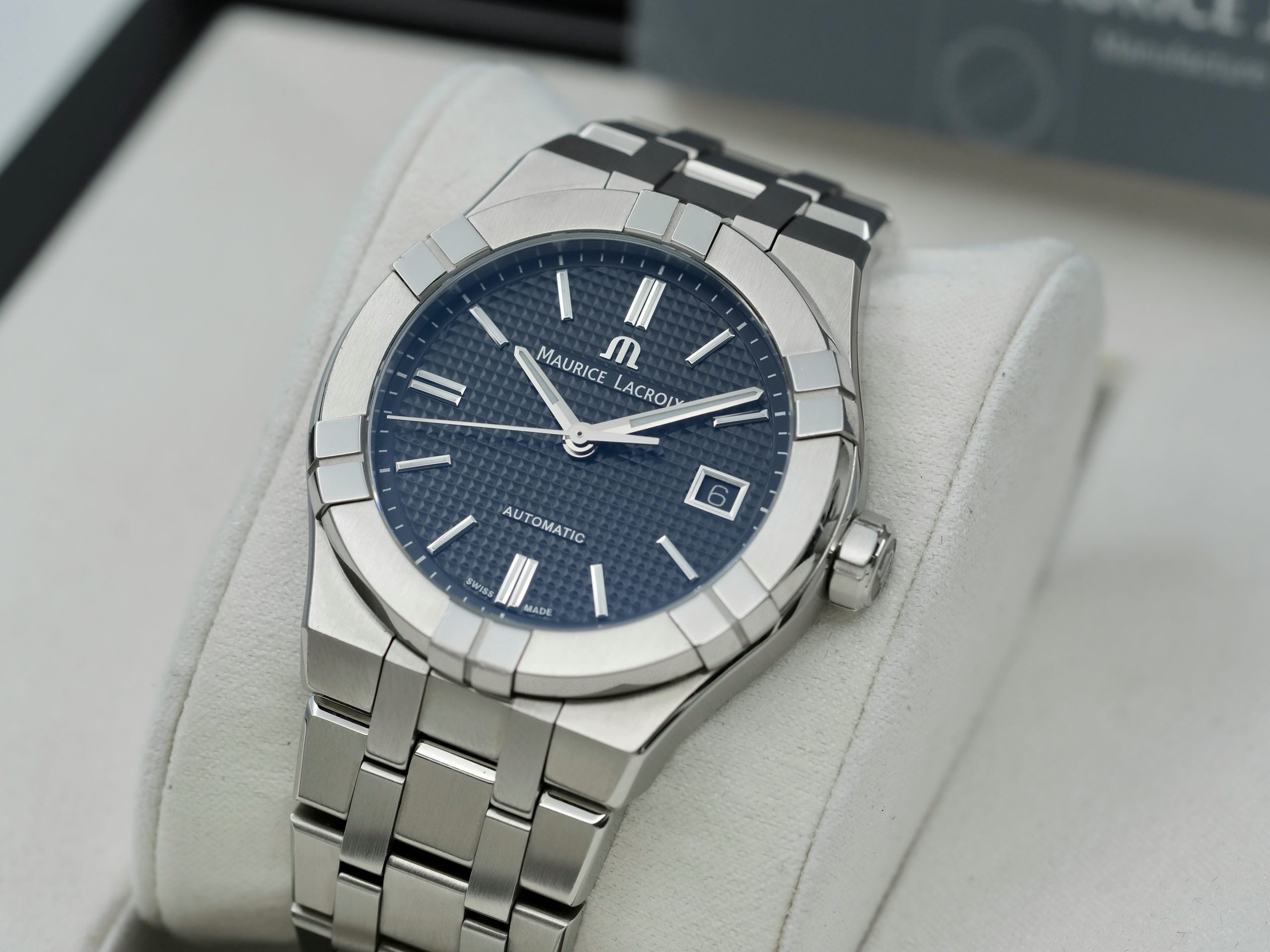 Maurice Lacroix Aikon Automatic Black Dial Silver Steel Strap Watch for Men - AI1807-SS002-330-1