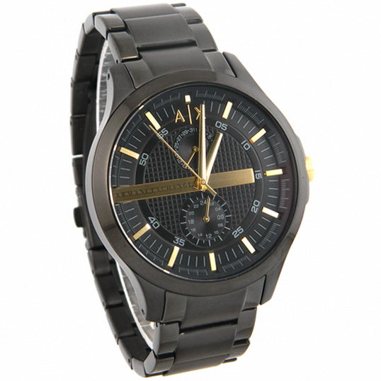 Armani Exchange Hampton Chronograph Black Dial Black Steel Strap Watch For Men - AX2121