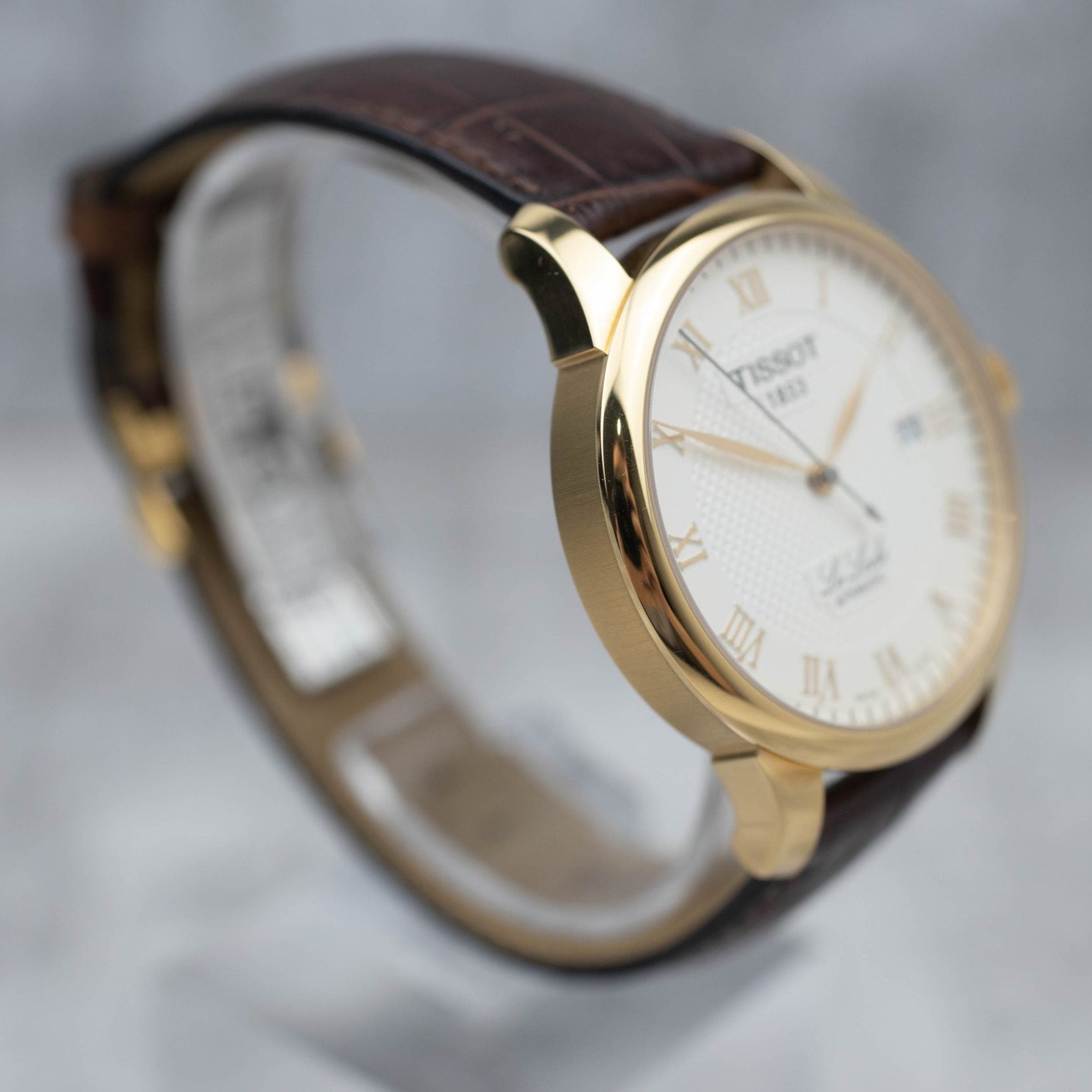 Tissot Le Locle Automatic Gold Dial Brown Leather Strap Watch For Men - T41.5.413.73