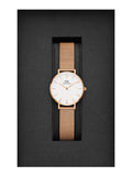Daniel Wellington Classic Petite White Dial Rose Gold Mesh Bracelet Watch For Women - DW00100219