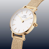 Daniel Wellington Classic Petite Evergold White Dial Gold Mesh Bracelet Watch For Women - DW00100346