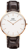 Daniel Wellington Classic York White Dial Brown Leather Strap Watch For Men - DW00100011