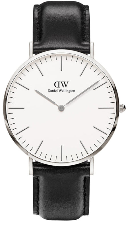 Daniel Wellington Classic Sheffield White Dial Black Leather Strap Watch For Men - DW0010003120