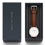 Daniel Wellington Classic St Mawes White Dial Brown Leather Strap Watch For Men - DW00100021