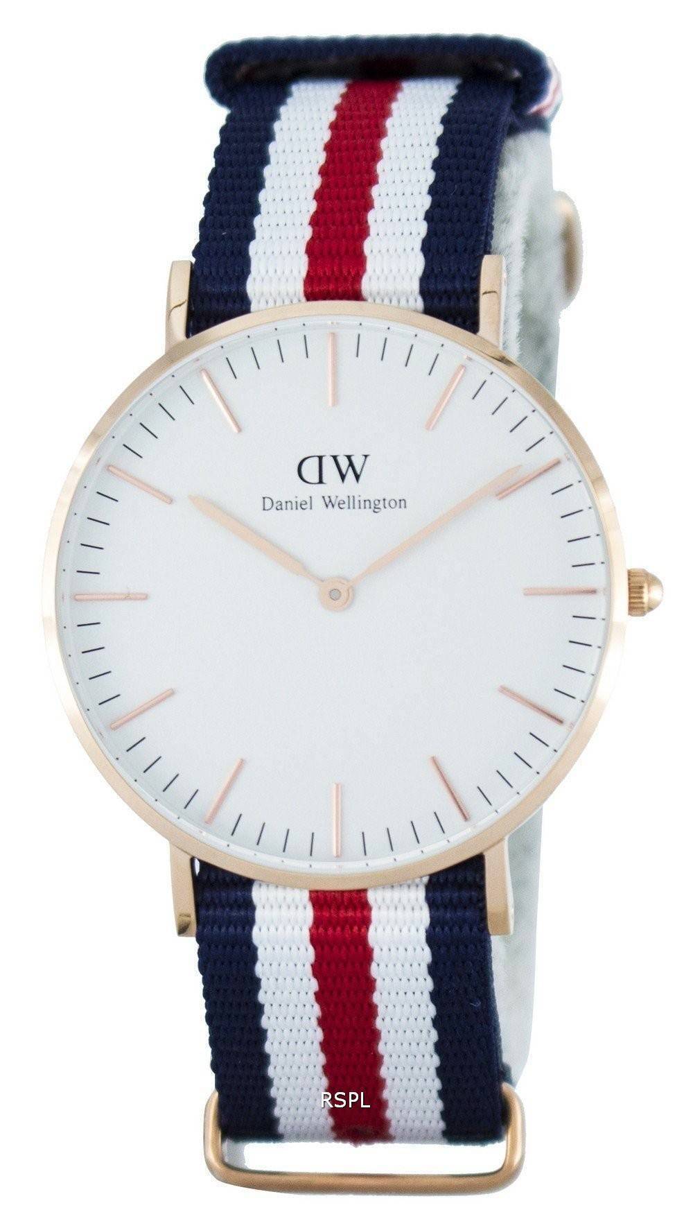 Daniel Wellington Classic Canterbury White Dial Two Tone NATO Strap Watch For Women - DW00100030