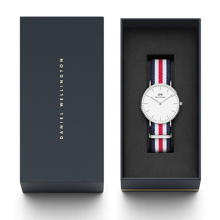 Daniel Wellington Classic Canterbury White Dial Two Tone NATO Strap Watch For Women - DW00100051