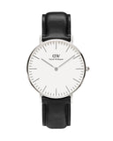 Daniel Wellington Classic Petite York White Dial Black Leather Strap Watch For Women - DW00100188