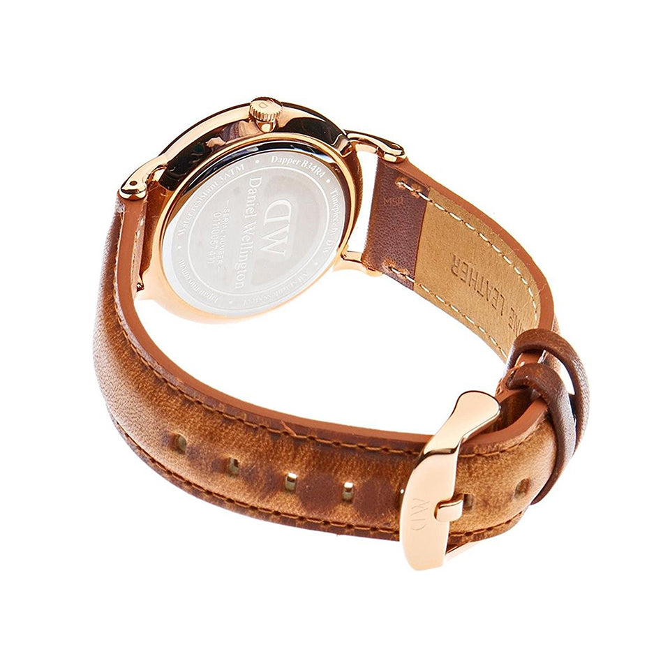 Daniel Wellington Classy St Mawes White Dial Brown Leather Strap Watch For Women - DW00100059