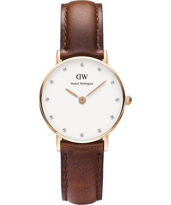 Daniel Wellington Classy St Mawes White Dial Brown Leather Strap Watch For Women - DW00100059