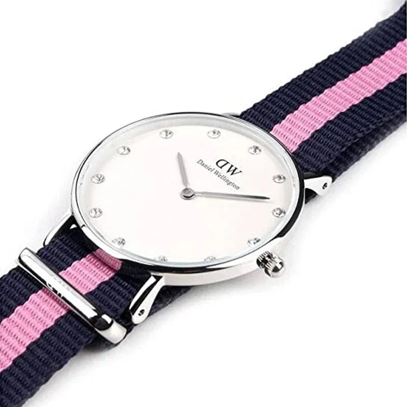 Daniel Wellington Classy Winchester White Dial Two Tone NATO Strap Watch For Women - DW00100073
