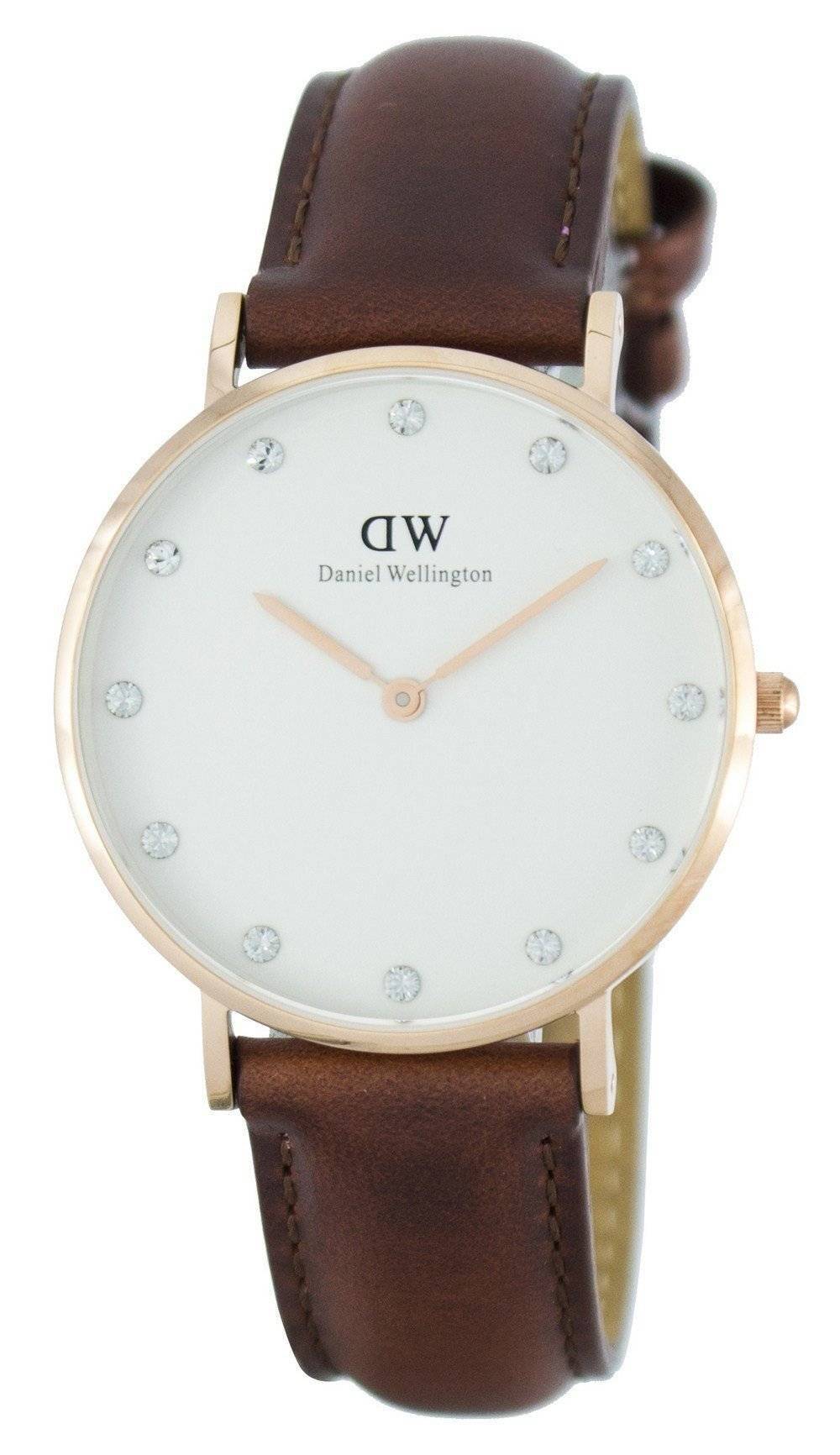 Daniel Wellington Classy St Mawes White Dial Brown Leather Strap Watch For Women - DW00100075