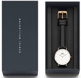 Daniel Wellington Classic Sheffield White Dial Black Leather Strap Watch For Women - DW00100076