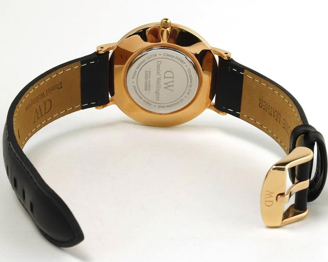 Daniel Wellington Classic Sheffield White Dial Black Leather Strap Watch For Women - DW00100076