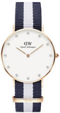 Daniel Wellington Classy Glasgow White Dial Two Tone Nylon Strap Watch For Women - DW00100078