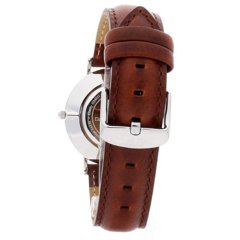 Daniel Wellington Classy St Mawes White Dial Brown Leather Strap Watch For Women - DW00100079