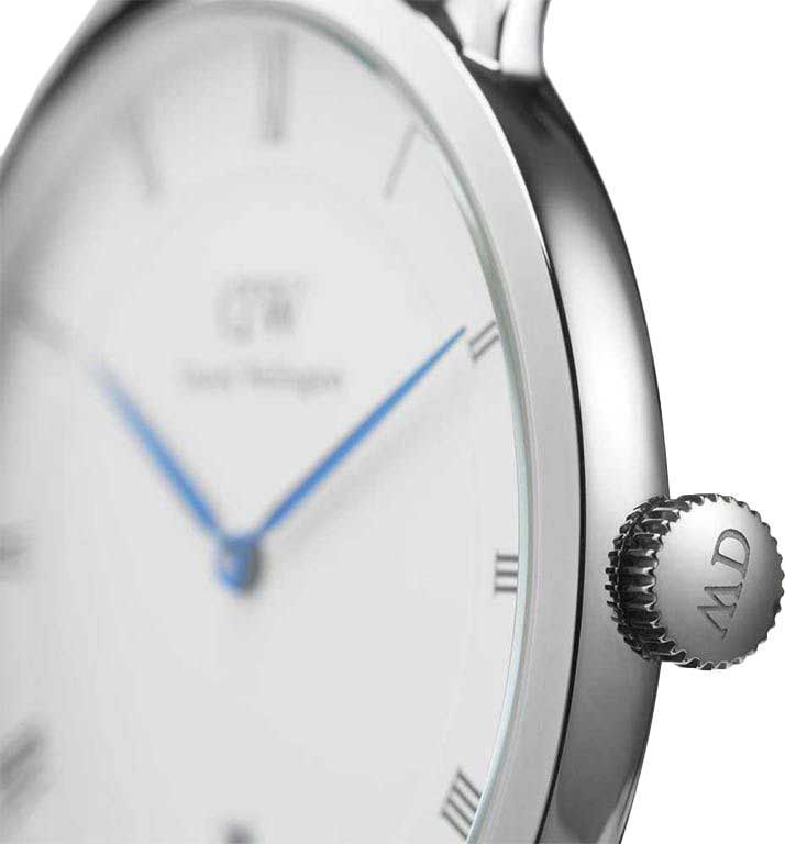 Daniel Wellington Dapper Bristol White Dial Brown Leather Strap Watch For Women - DW00100098